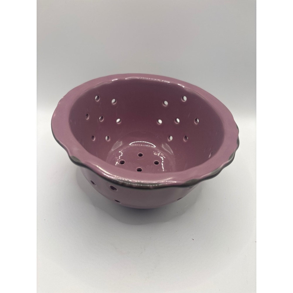 Chantal Ceramic Berry Colander Scalloped Rim Plum Purple Stoneware Strainer 6in